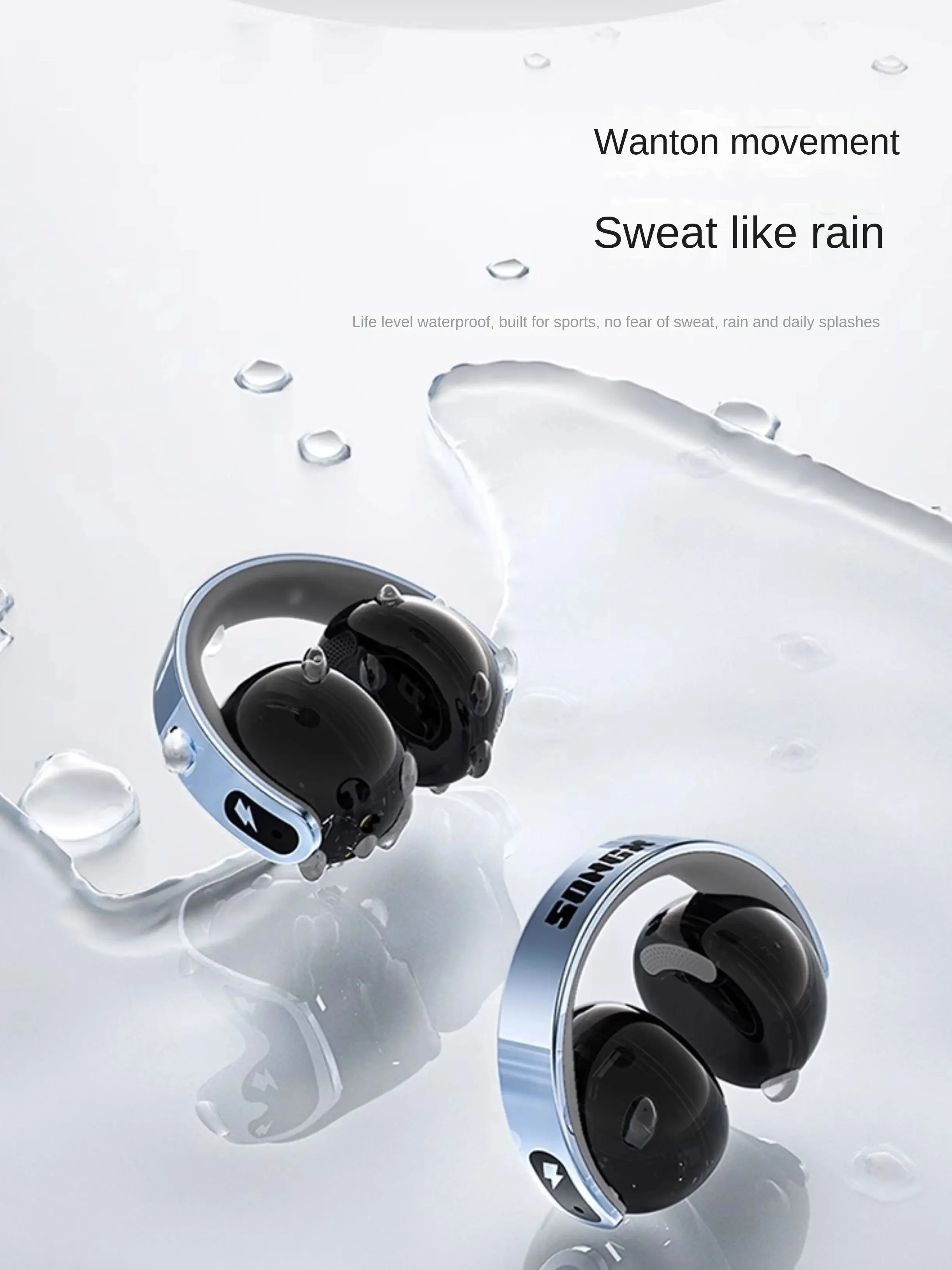 SONGX Cuffie con clip impermeabili Bluetooth wireless con retro aperto - Audio HiFi, multicolore, design elegante e luce di piume per regalare