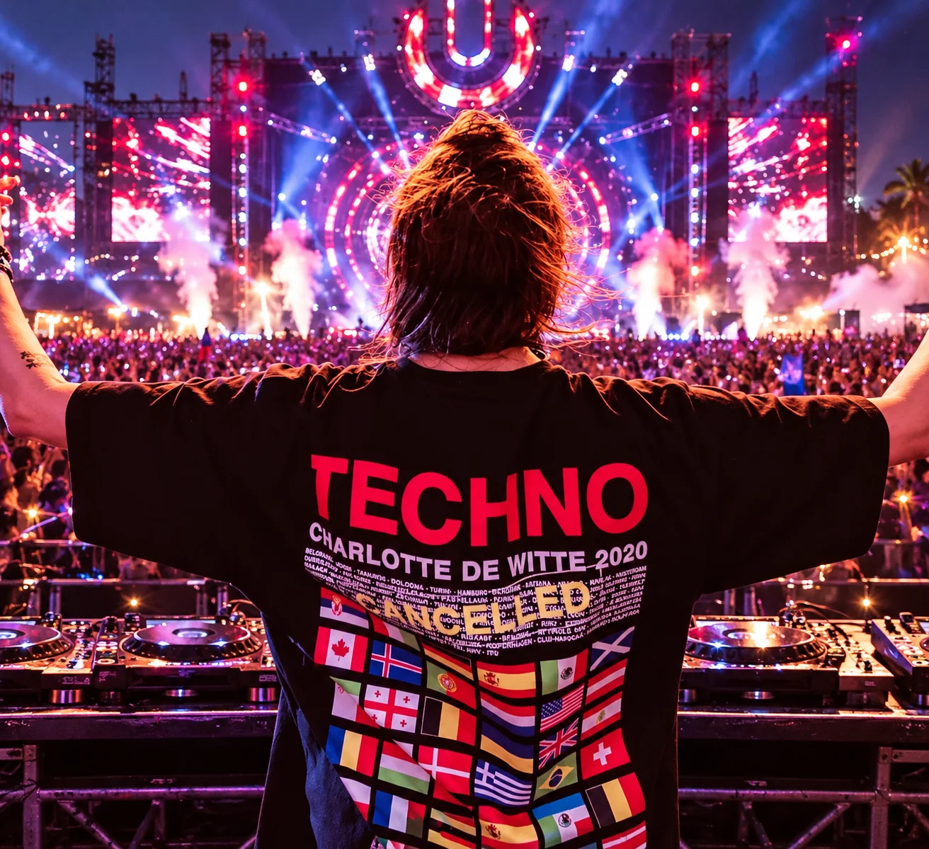 2026 Summer Charlotte De Witte DJ Electronic Music Festival Bungee Jumping Suit T-Shirt Ins around Clothes for IFCEDC
