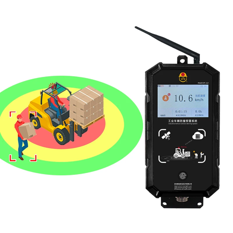 

Factory Warehouse Pedestrian Safety Forklift Proximity Warning System Anti-Collision GPRS Network IP65 Waterproof