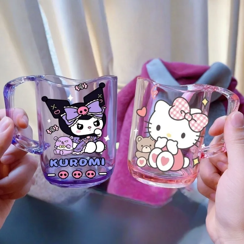 Sanrio anime figura Kuromi collutorio tazza simpatico cartone animato My melody Pochacco Hello Kitty tazza da toilette trasparente coppia tazza d'acqua