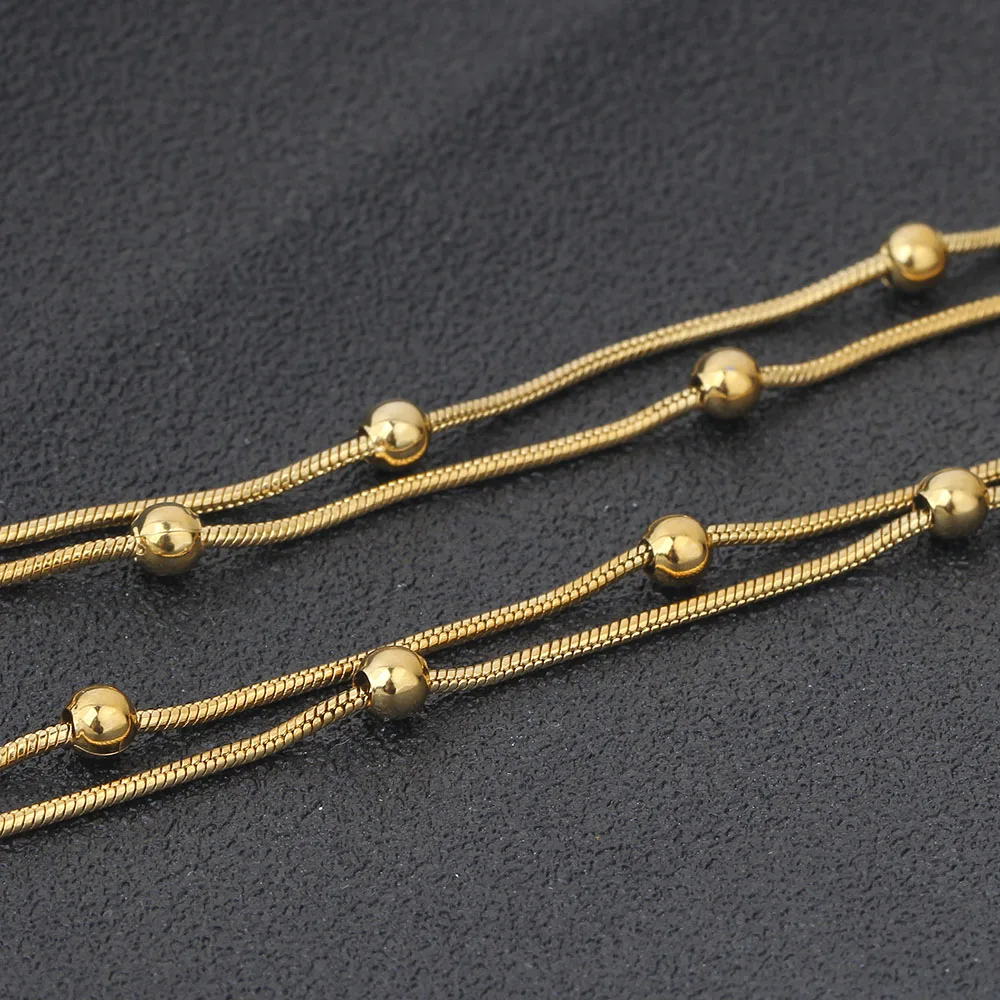 NIBA 316L Edelstahl Gold-farbe Runde Kugel Anhänger Halskette Link Kette Halskette Mode Schmuck Für Frauen oder Männer – Detail 6