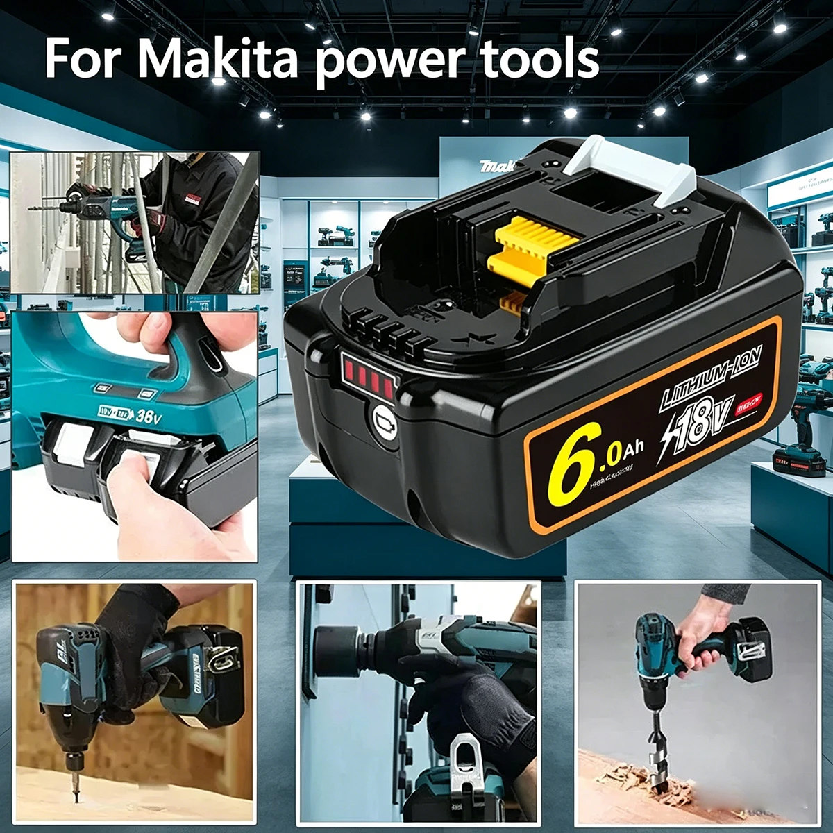 

Аккумулятор 18В для Makita с LED-индикатором, литий-ионный, замена LXT BL1860B BL1860 BL1850, 18В 8000мАч, перезаряжаемый, для электроинструментов