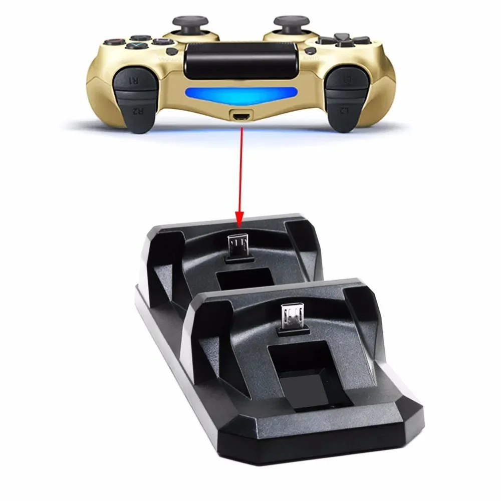 Base de carregamento dupla sem fio para controle de Sony PlayStation 4, suporte de carregamento para controle de PS4.