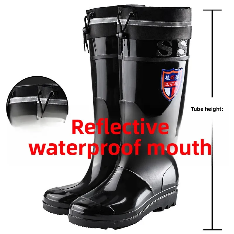 Tall Men's Rain Shoes Long Rain Boots Waterproof Outdoor Non-slip Velvet Warm Water Shoes Cold Protection