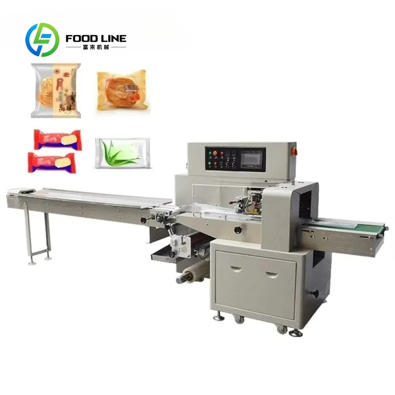 Custom Made Auto Horizontal Packing Machine Bread Pillow Plastic Bag Pack Flow Wrapper Machine