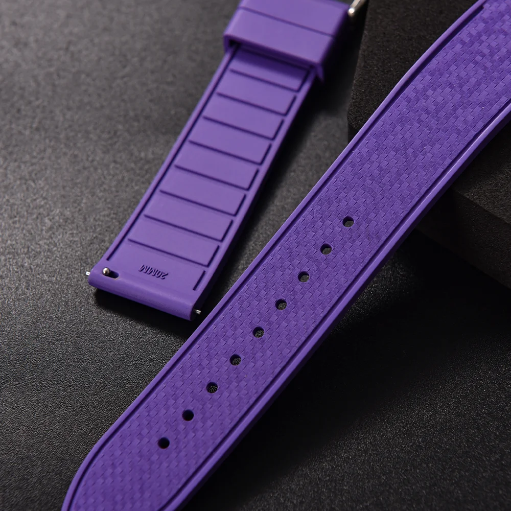 Unisex 20mm 22mm Surface Mosaic Pattern FKM Rubber Watch Strap Quick Release Fresh Color De-lugs Bands For Brand Diving Watches