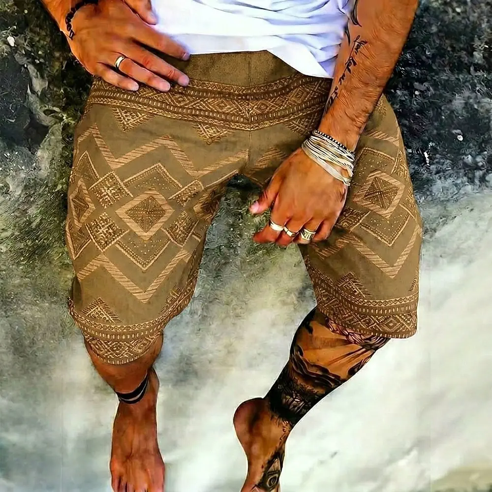 Male Casual Shorts Fashion Printed Daily Outdoor Activity Walking Travelling All Match Short Trousers Guys Daily Bottoms