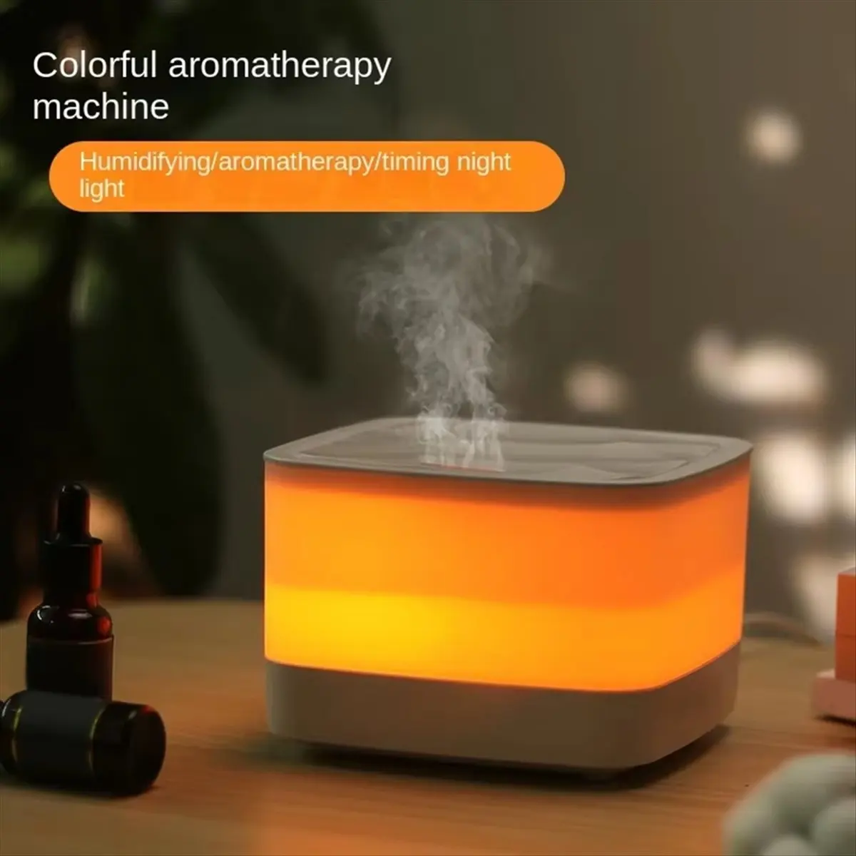 【~ New Y24A】Flame Humidifier Essential Oil Diffuser Air Humidifier with Remote Control 800ml Aroma Diffuser 7-Color Night Light