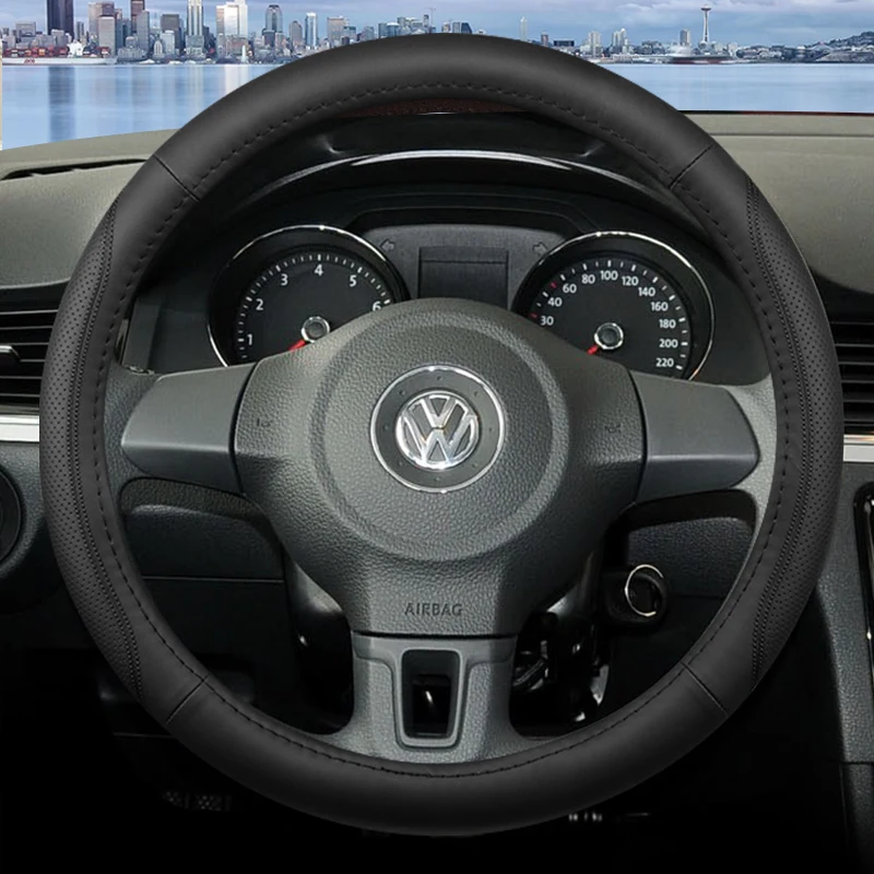 Steering Wheel Cover for Volkswagen Viloran Phideon Tiguan Magotan Touran Golf Car Decorative Accessories Faux Leather Non-slip