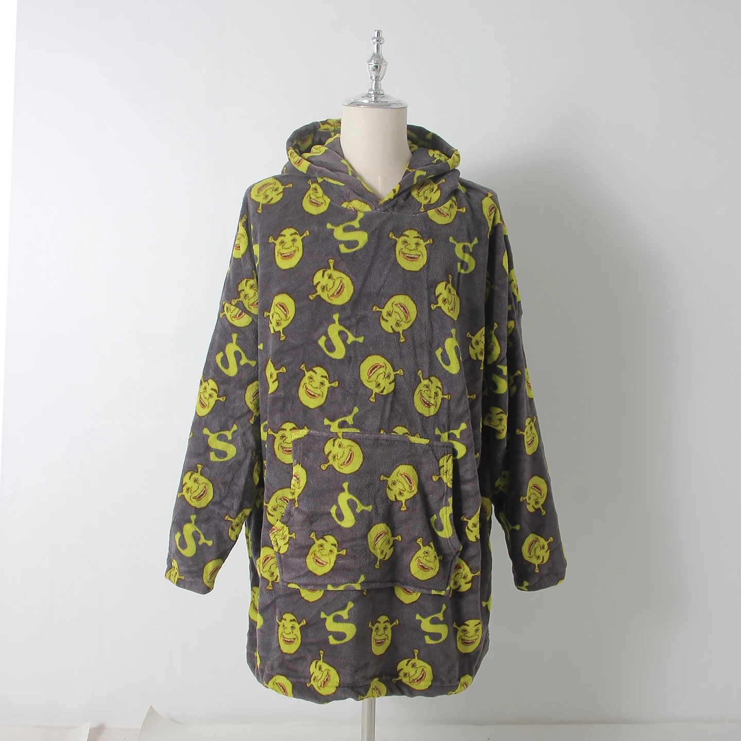 Men's Oversize Comfortable Fleece Loungewear Robe Cartoon Pattern Home Clothes Soft Velboa Material Winter Sleepwear Coat