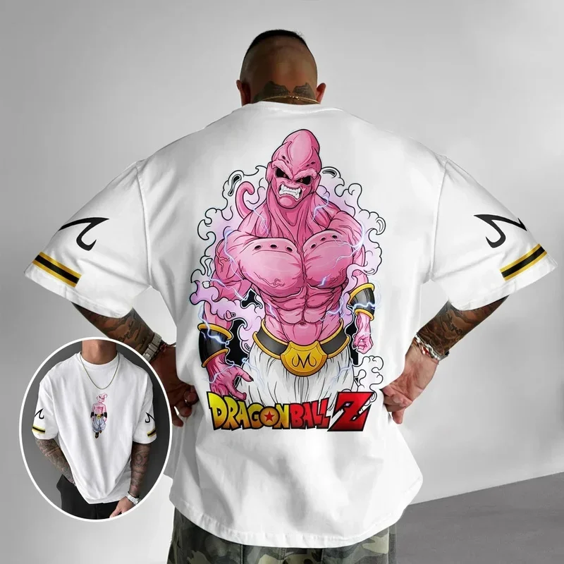 2024 Summer New Anime Dragon Ball Z Majin Buu Classic Printed Men\'S T-Shirt Cosplay Short Sleeve Shirt Casual Fashion Clothing