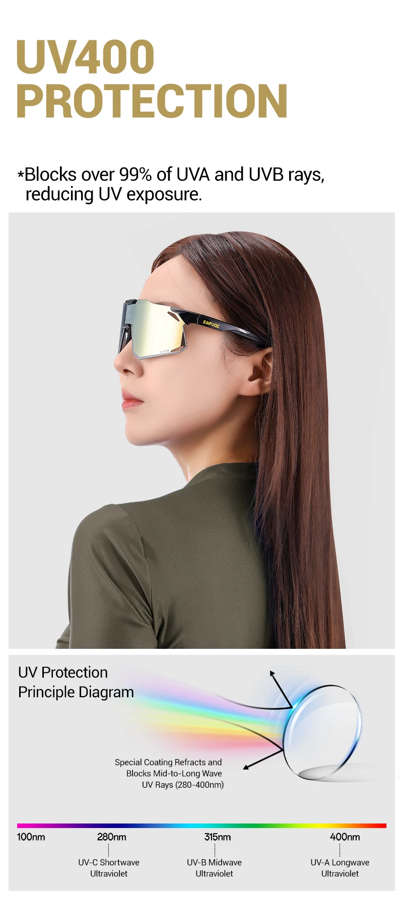Kapvoe Neue Outdoor-Sport Fahrrad Sonnenbrille Radfahren Gläser für Männer MTB Road Fahrrad Brillen Brille UV400 Jagd Fahren 2025 – Detail 6