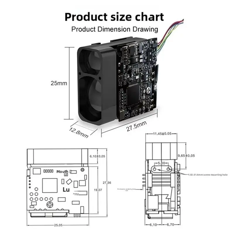 Fast Response≤ 200Ms Laser Distance Measuring Module 800M For Aviation/Railway Outdoor Sports Accuracy Of± 0.6 Meters-【A74Z Miua