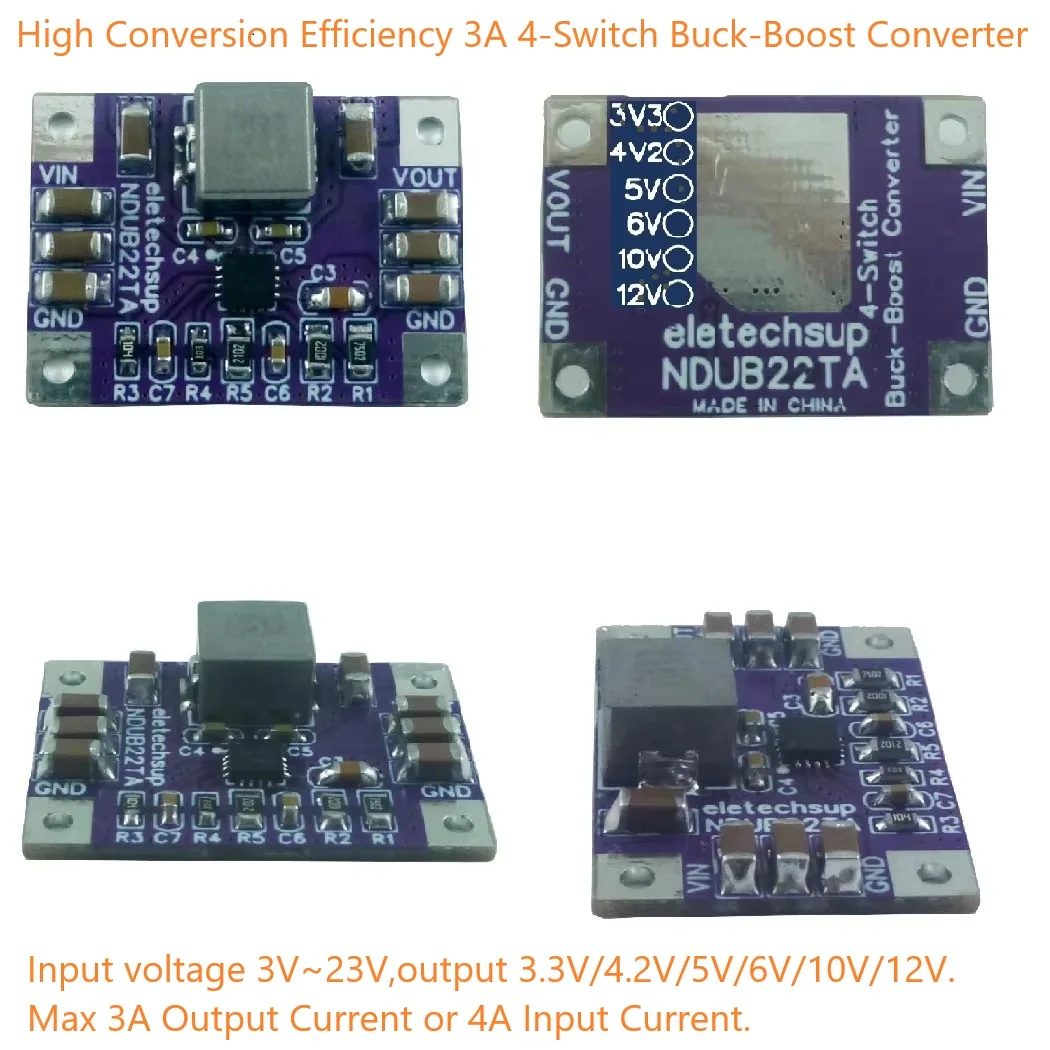 3A Synchronous Buck-Boost Converter 3-23V to 3.3V-12V 93% Efficiency DC-DC  Regulator for Solar Power System  Home Industrial