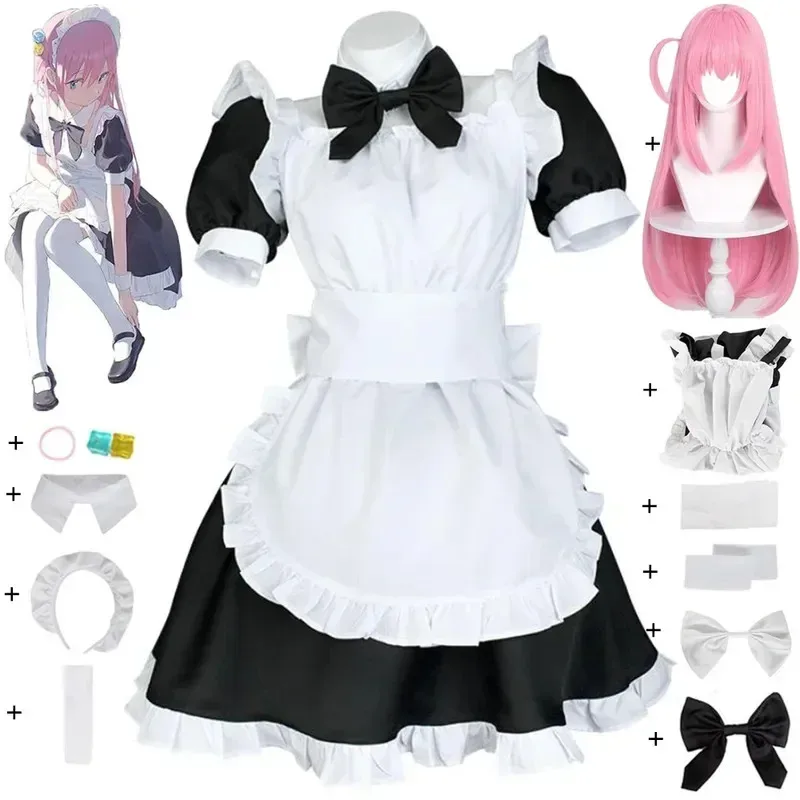 

Gotou Hitori Cosplay Anime Costume Bocchi The Rock! Cute Maid Uniform Suit Dress Gotou Hitori Women Wig Sexy Outfit Halloween72b