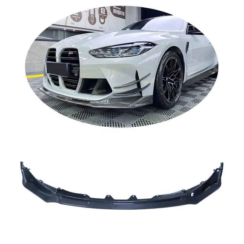 Dry Carbon Fiber 3 PCS V Style Front Bumper Lip Spoiler For BMW G80 M3 G82 M4 Body Kit Front Lips