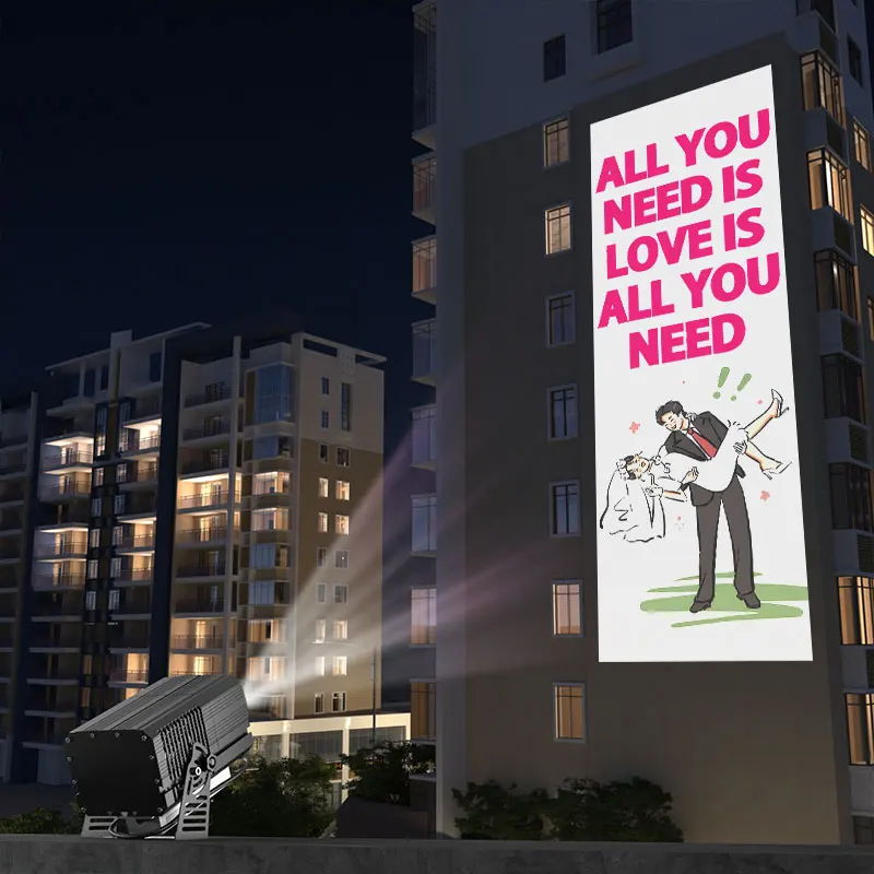 

300W Wall logo Gobo Projector Outdoor Waterproof IP67 High Power Projection Lamp Customized LED Advertising Lights Glass