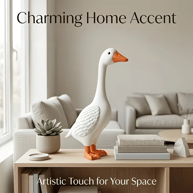 1 PCS Courtyard Decoration Goose Ornament Outdoor Resin Goose Statue Lawn Garden Farmhouse Style Garden Decoration