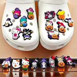 Miniso Halloween Cartoon Shoe Charms For Clog Bracelets Decoration Hello Kitty Sanrio Halloween Series Horror Candy Charms