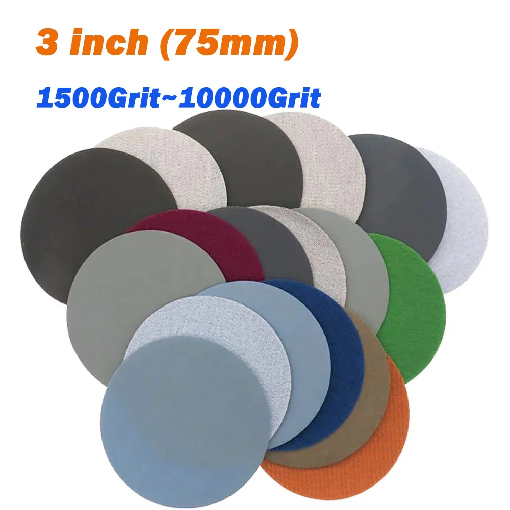 

3 дюйма (75 мм) 1500Grit~10000Grit Riken круглые наждачные бумажные подушечки шлифовальный диск влажный и сухой флокирующий диск