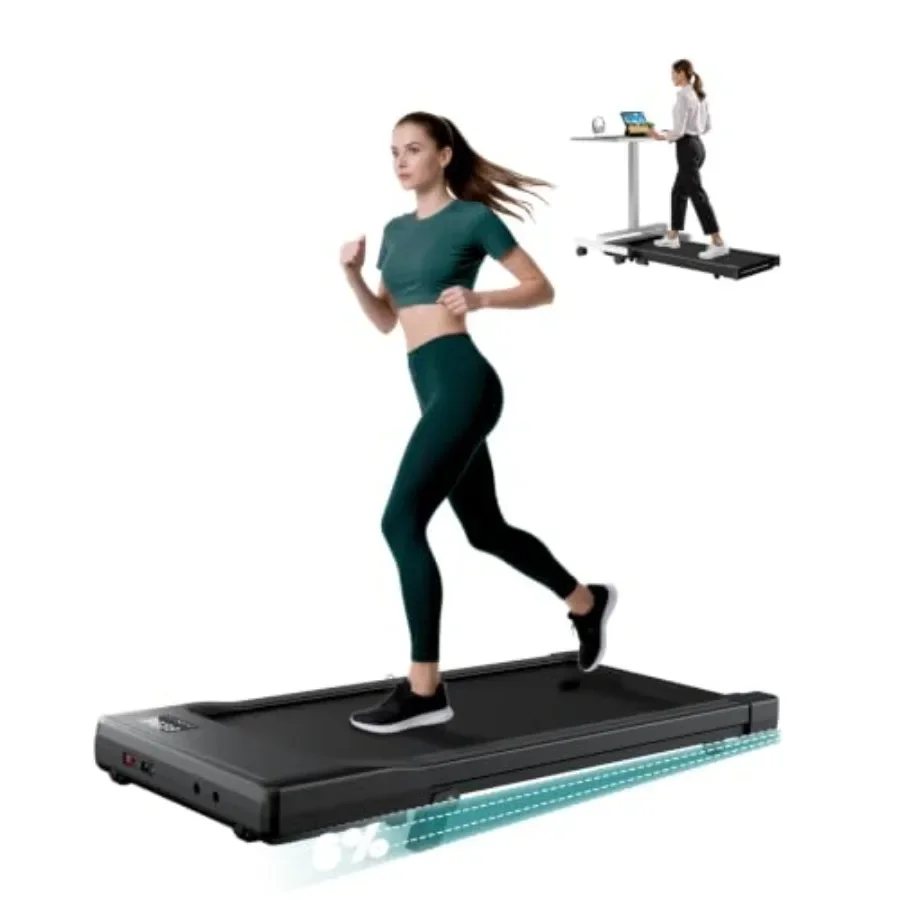 Under Desk Walking Pad Treadmill for Home Office Small Spaces, Steel Frame, Black, Compact Foldable Design with App Remote Cont