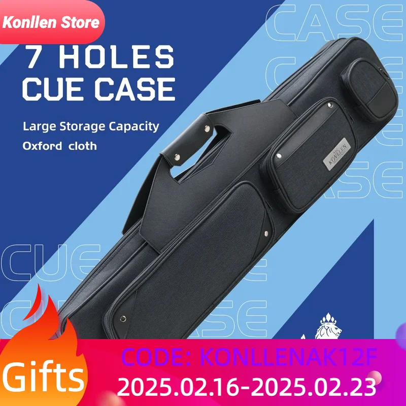 

KONLLEN Pool Cue Case 7 holes oxford cloth Pool Stick Case Holds 3 Butts and 4 Shafts black blue waterproof Billiard cue case