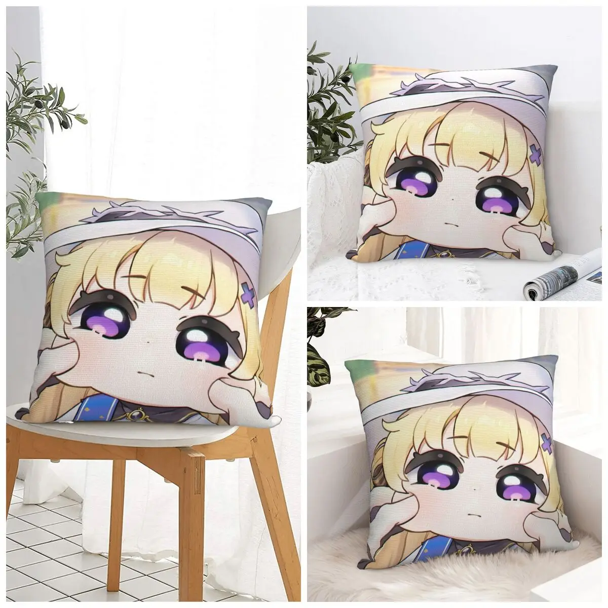 Cute Q Version Wuthering Waves Rinascita Phoebe Zani Pillow Cover Cover Kawaii Design Pillowcases For Sofa Car Home Decor