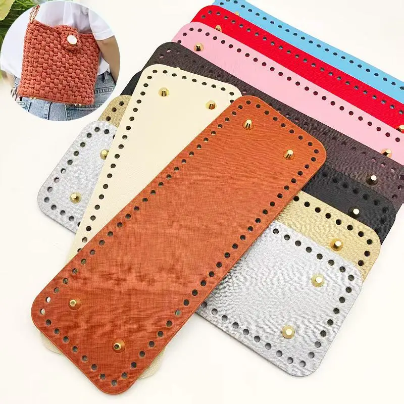 Durable PU Leather Pad for Knitted Bag 28*10cm Rectangular Handmade Bottom Base for DIY Handcraft Bag Crafting