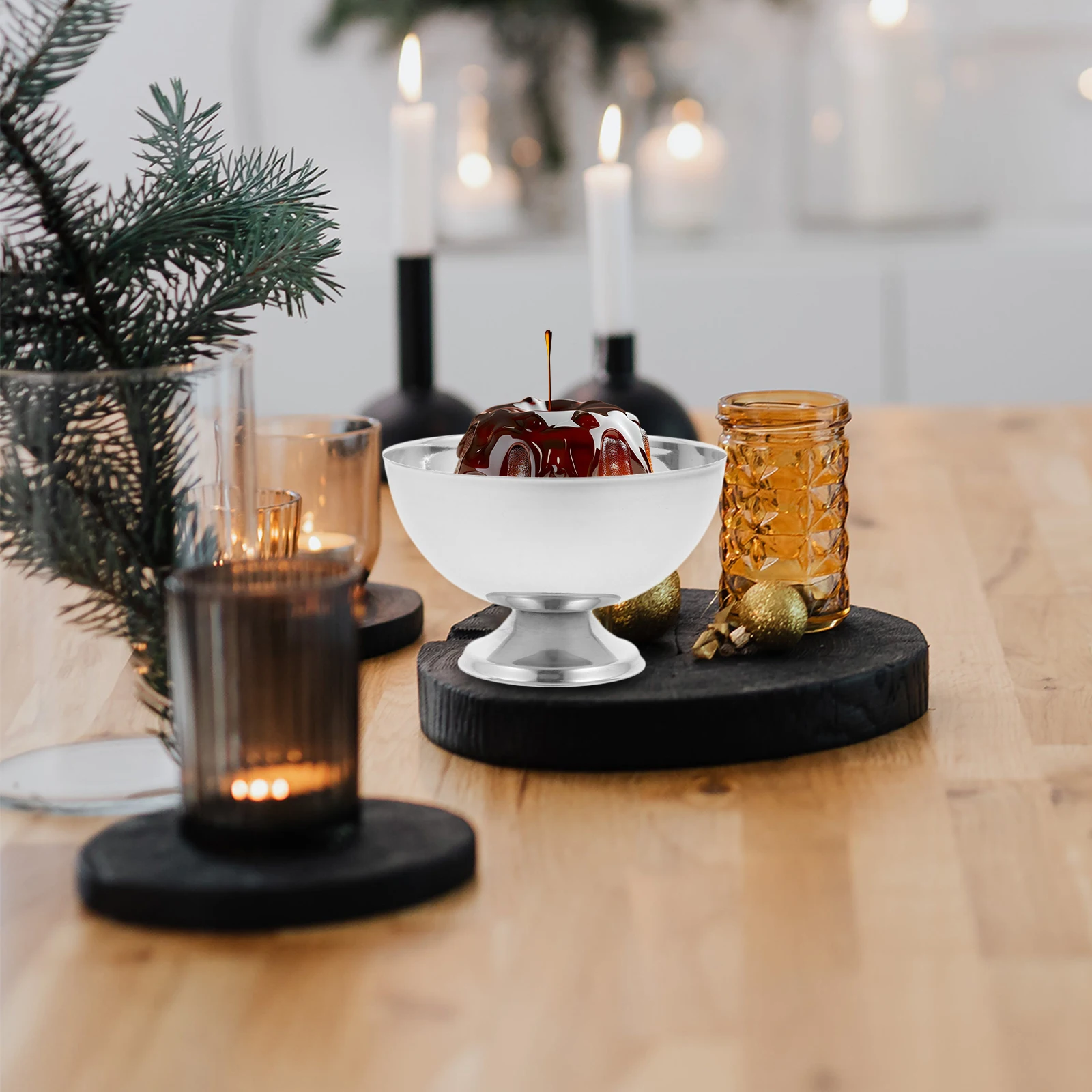 

1Set Stainless Steel Dessert Bowl Ice Cream Cup Smoothie Holder Large Reusable Snack Container for Family Hotel Restaurant