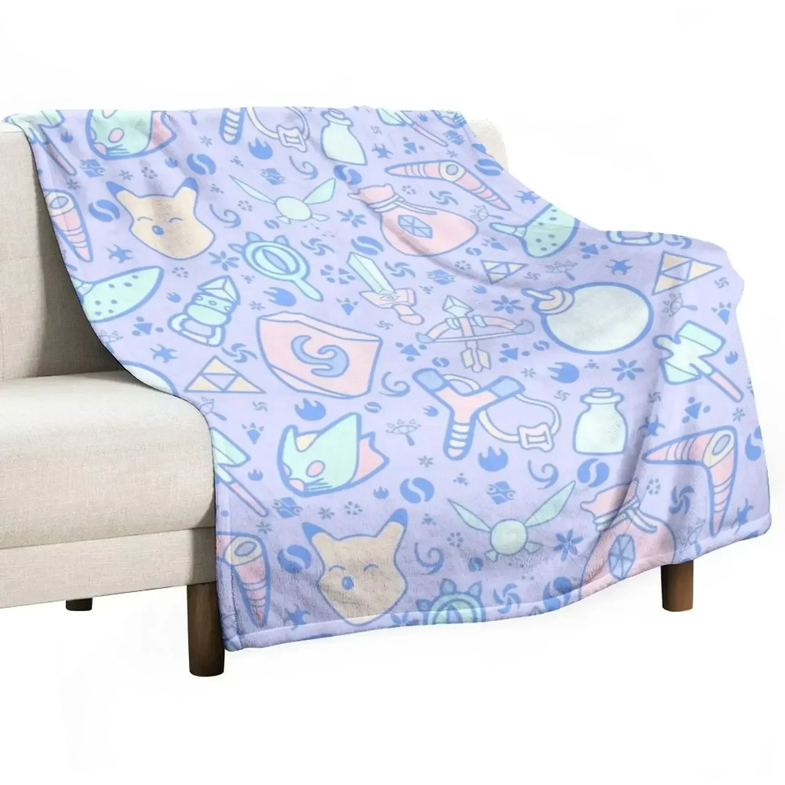 Zelda Doodlez (Blue Pastel ver.) Throw Blanket Soft Beds Nap Blankets Sofas Of Decoration Kid'S Blankets