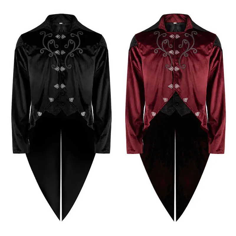 European And American Medieval Cosplay Retro Gothic Tailcoat Men's Court Dress Punk Coat Stage Performance Costume