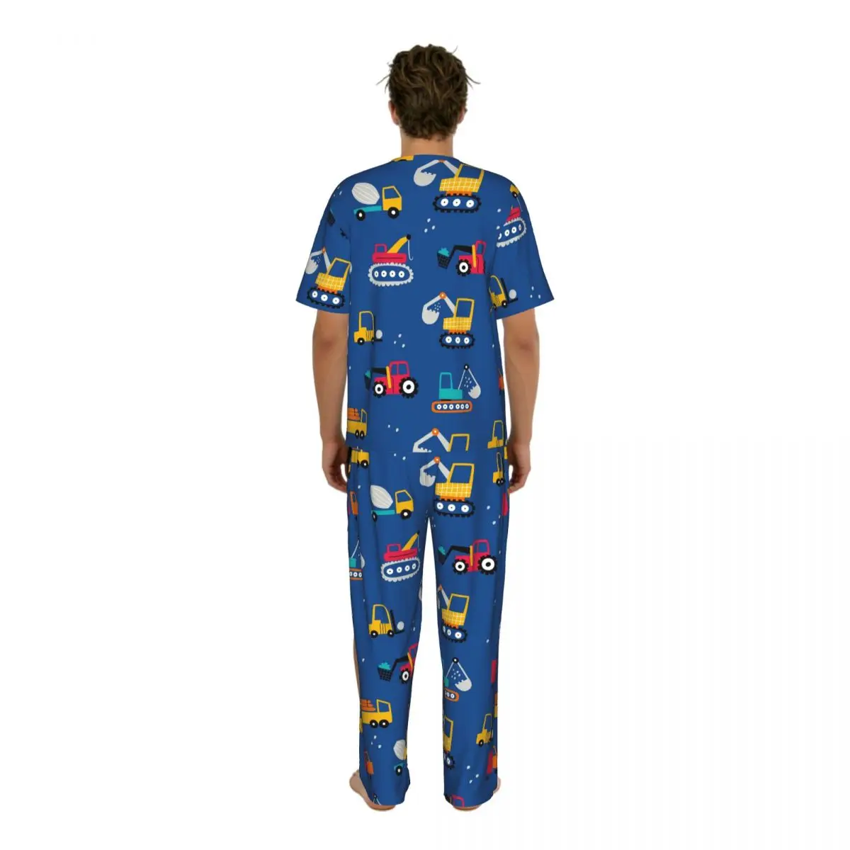 Men's short-sleeved pajamas two-piece trousers Cute Truck Car home wear suit sleepwear view 4