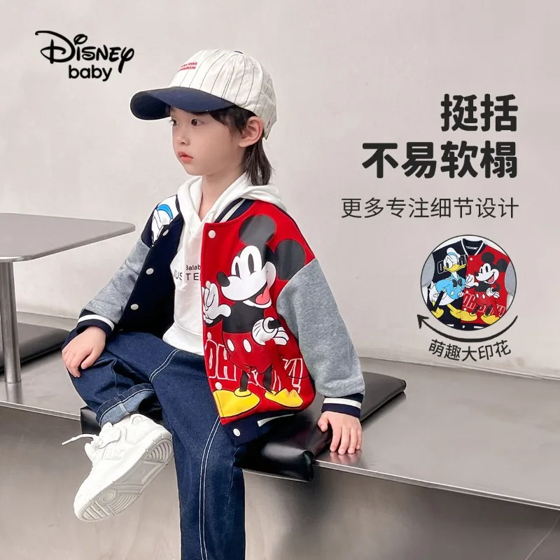 New cute anime Mickey donald duck series children's coat Disney autumn new kawaii contrast stitching casual baseball uniform