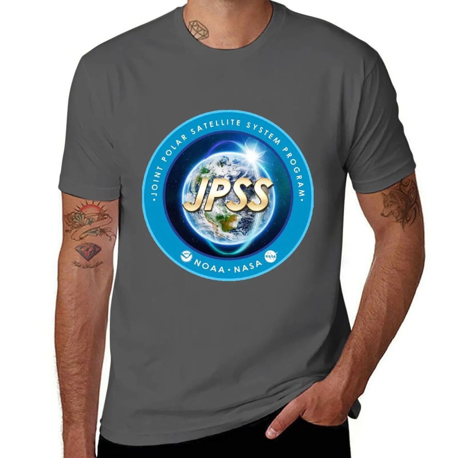 (JPSS) Program Polar Joint Satellite Logo System T-Shirt Big and Tall Short Sleeve Tee