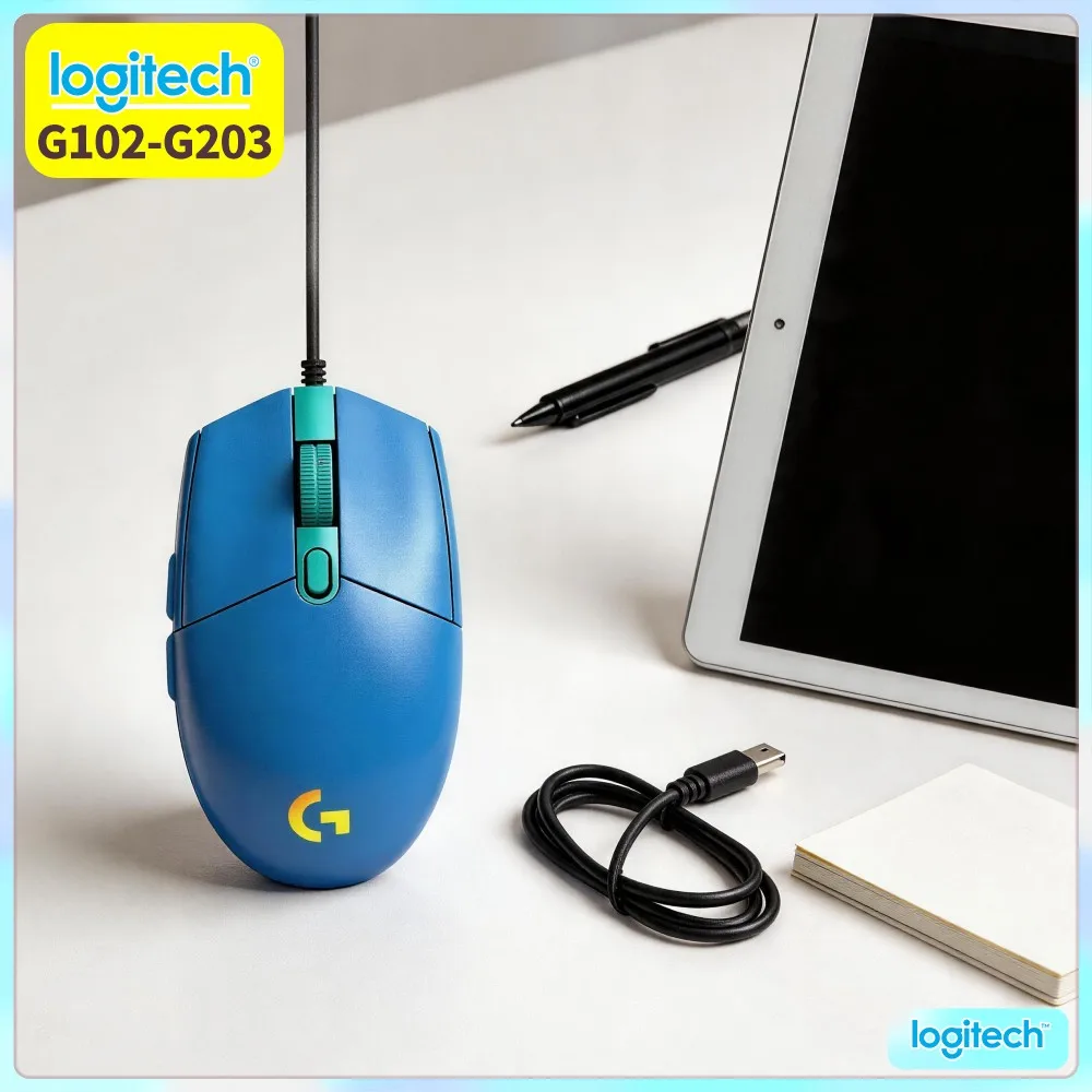 Logitech G102 Wired Mouse, 8X Faster Response, Adjustable DPI, RGB Sync, 6 Buttons, Lightweight For Competitive Gaming