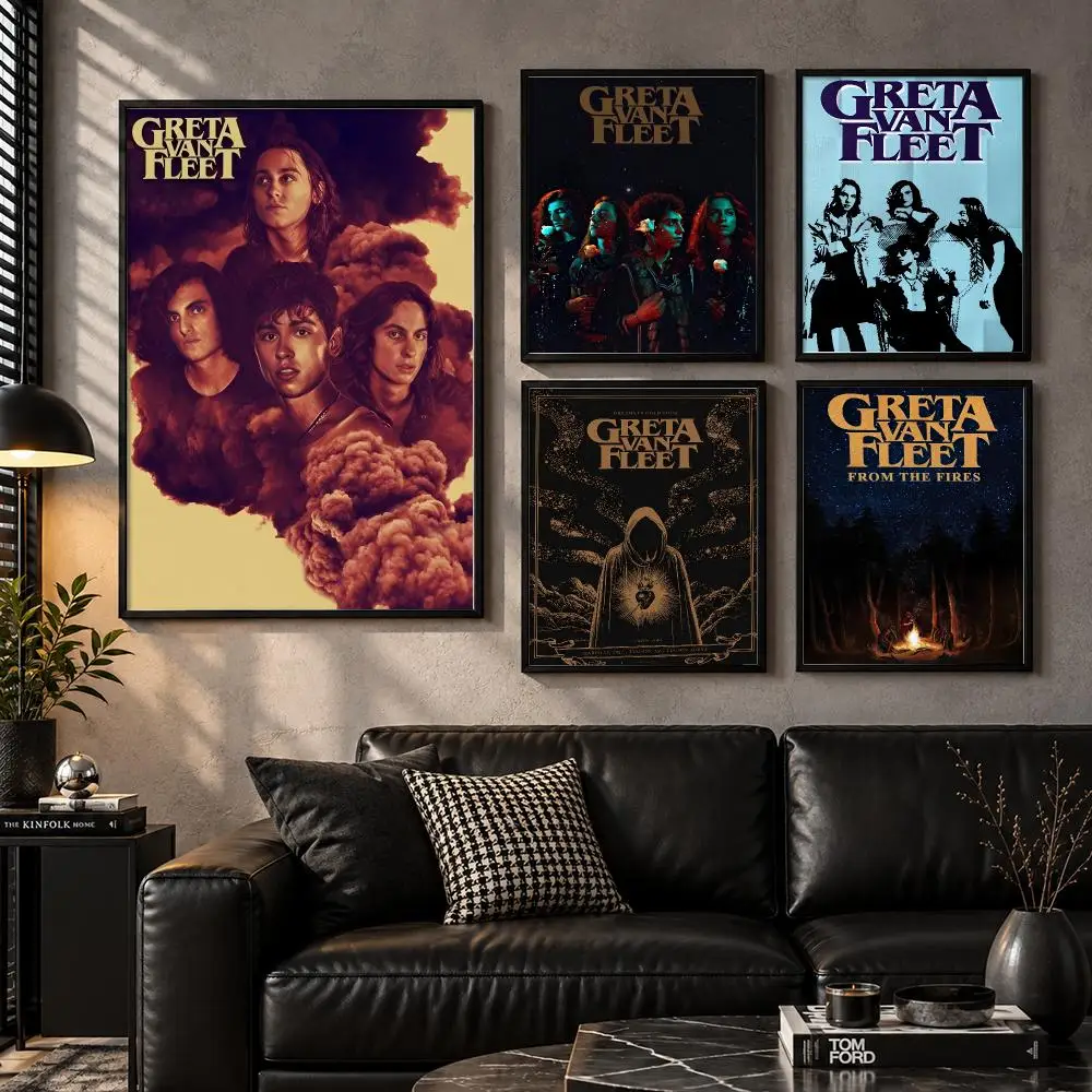 G-Greta Van Fleet Poster Wall Art Sticker For Living Bedroom Bar Home Decor Mural Painting Decoration