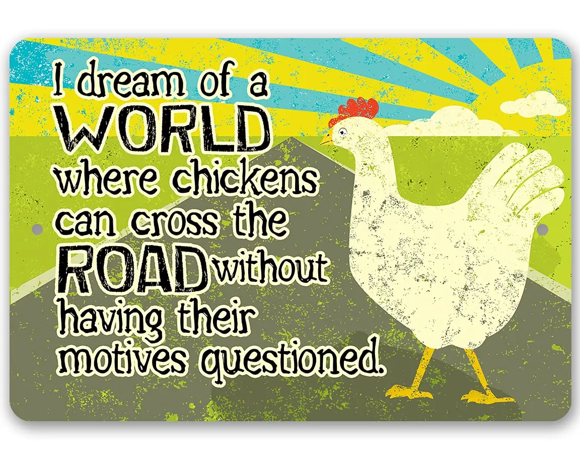 Y1,Chicken Cross The Road - Funny Chicken Coop Sign, Modern Farmhouse Decor and Hen House Display, Great Gift for Farm Owne