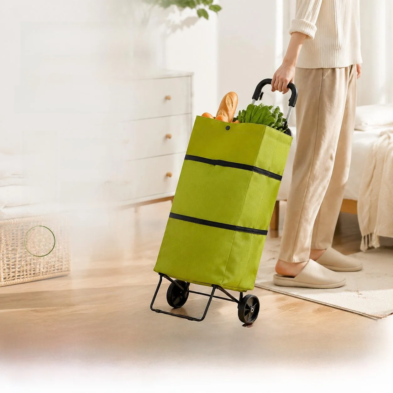 foldable-portable-shopping-bag-young-people's-vegetable-buying-cart-handy-handheld-lightweight-basket-with-wheels-oxford-clot