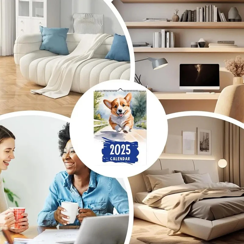 Календарь Corgi 2025 календарь с собаками, настенный календарь, милый Corgi, годовой планировщик, календарь на 12 месяцев для организации