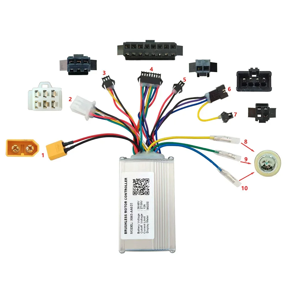 Ebike Brushless Controller X008-AA031 48V 12A Speed Parts for M5 Protocol Display Electric Scooter MTB Fat Bike Accessories