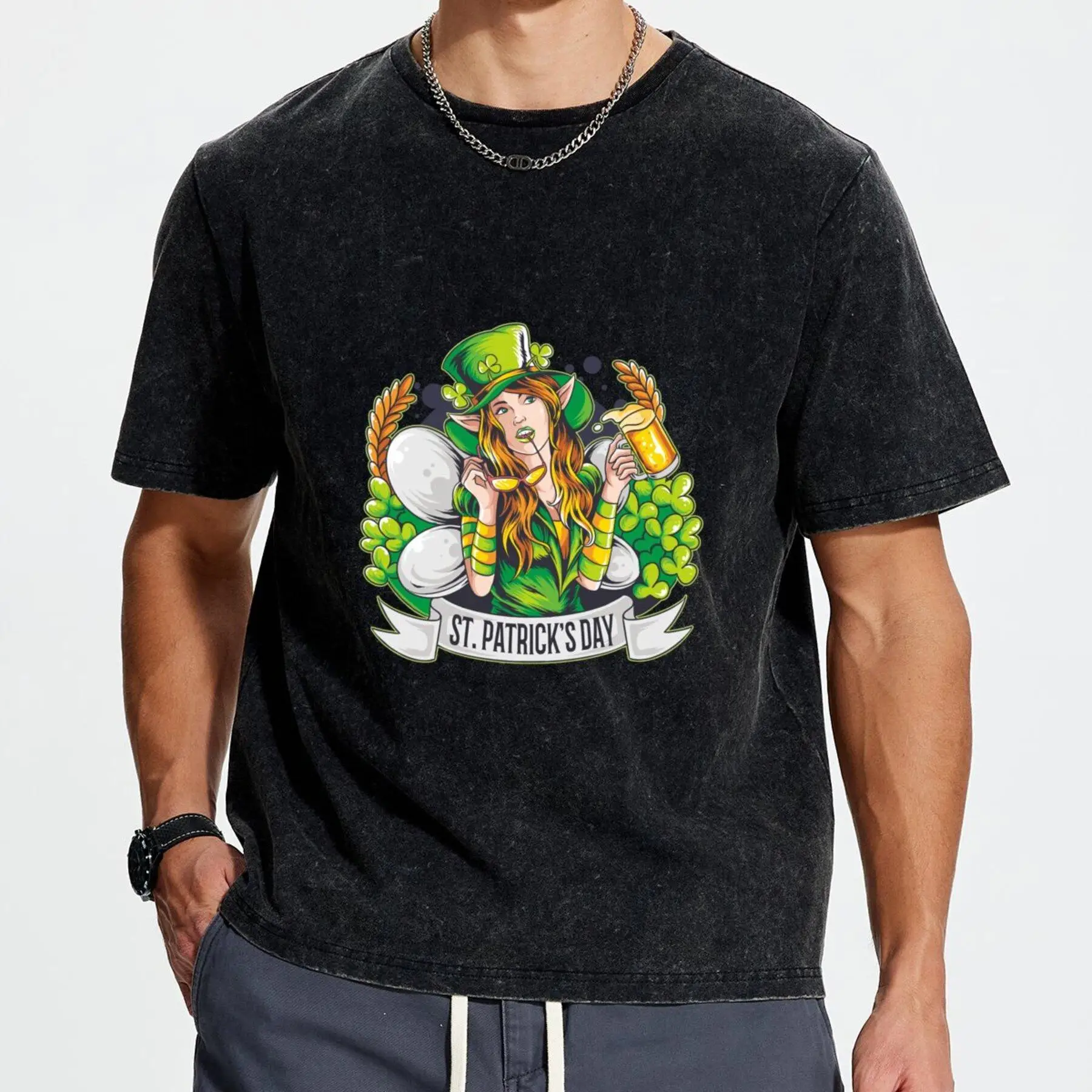 

Men's New T-Shirt 0396 drink girl Comfortable Casual Wear