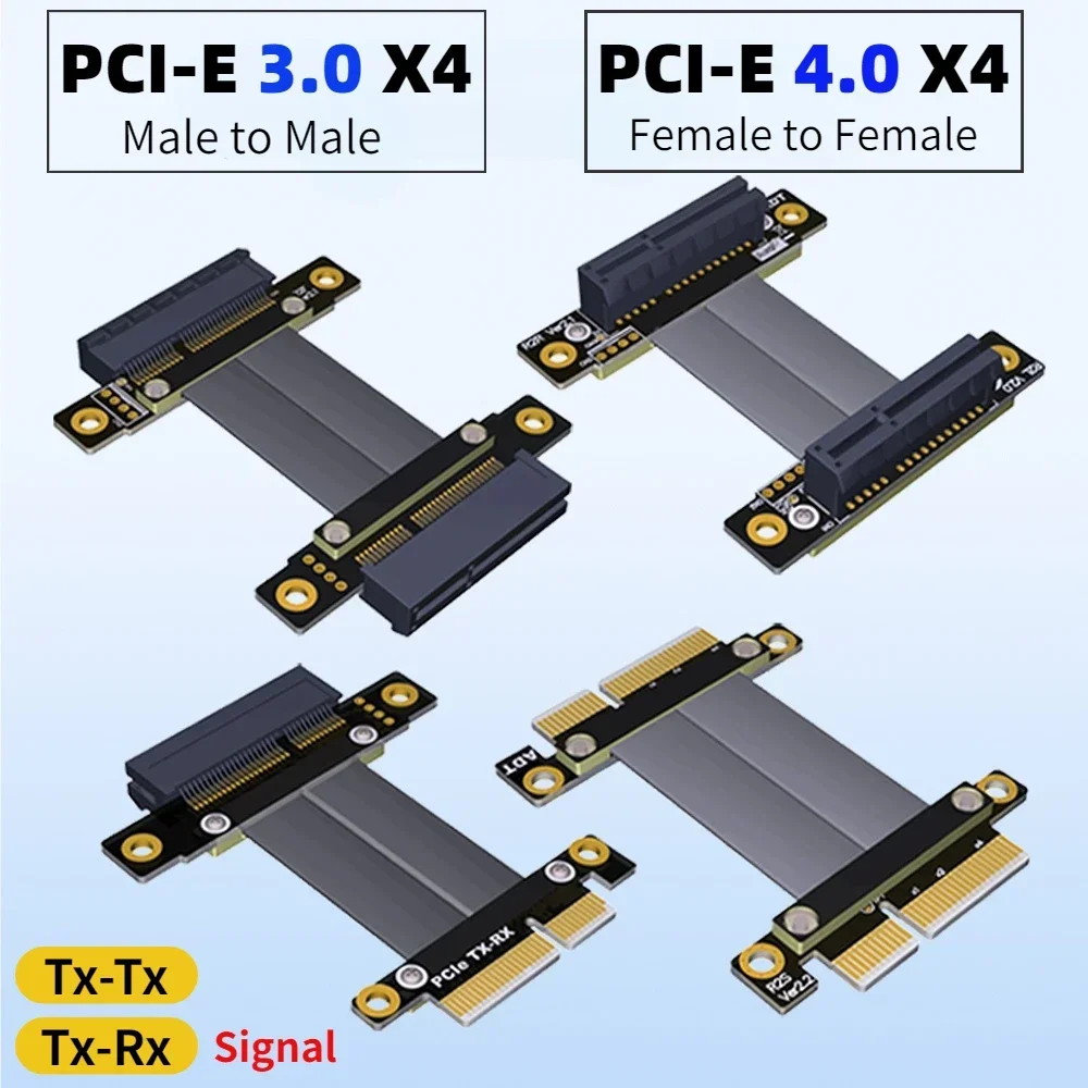 

PCIe 4.0 Extension Cable x4 Male To 4x Male TX-RX Signal Docking PCIe 4x Riser Jumper For Board Jumper Riser Card Server Adapter