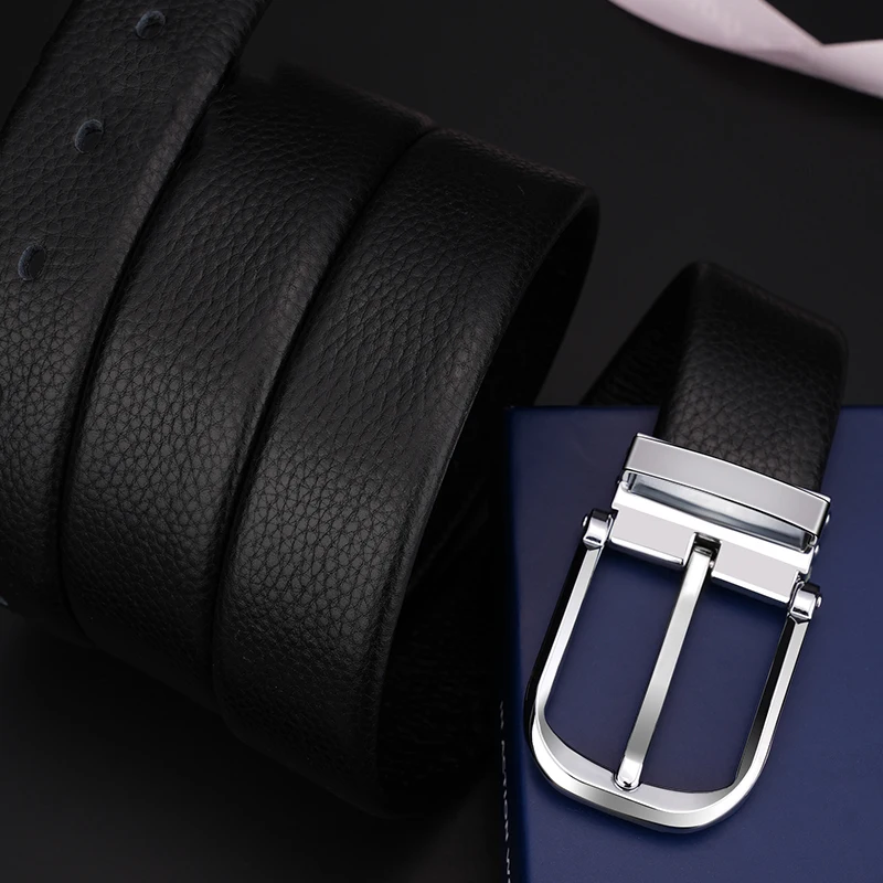

Высококачественный черный кожаный ремень с пряжкой для мужчин, повседневный, класса люкс, из натуральной кожи, для молодых мужчин, Ceinture Homme