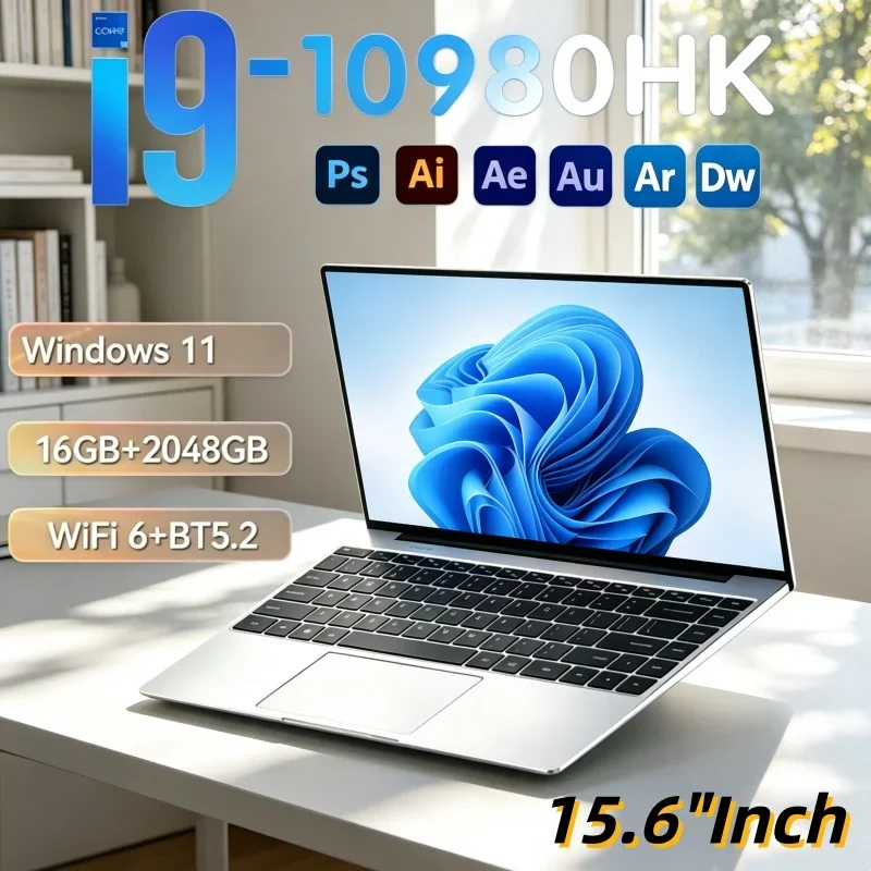 15.6 Inch Quick-Load Laptop Intel Core I9-10980HK 16GB RAM 1TB/2TB SSD Fingerprint Unlock Windows 11 Gaming Business Notebook
