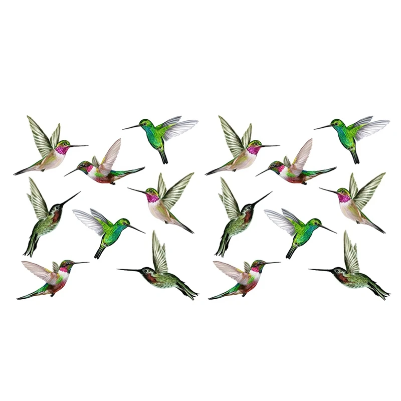 2X 8 Large Beautiful Humming Bird Static Cling Window Stickers Hummingbird Anti Collision Bird Strike Window Stickers