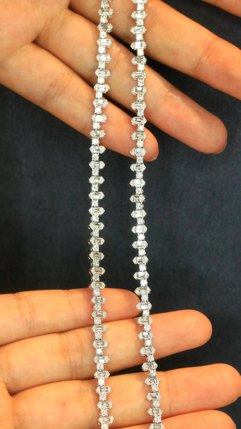 KUGG 100% 18K White Gold Necklace Luxury Simple Style 5.20carat Real Natural Diamond Necklace for Women Senior Banquet