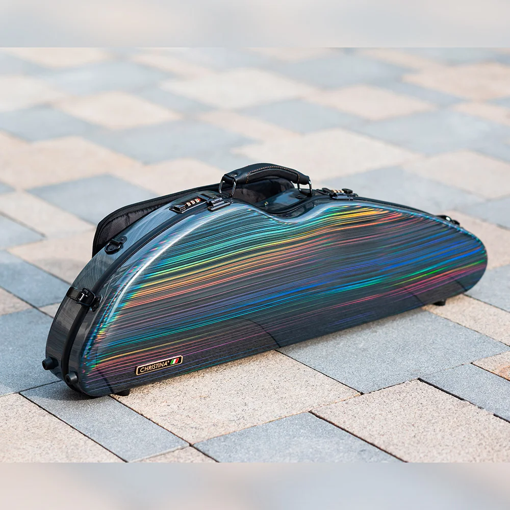 CHRISTINA Violin Case 4/4 Size Multicolors Available Widened Triangular Hybrid Carbon Fiber with Code Lock Sheet Music Bag BV05