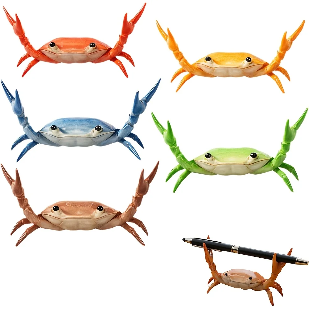 5pcs Weightlifting Crabs Pen Holder Creative Japanese Cute Penholder Bracket Desk Pencil Storage Rack Stationery Office Supplies