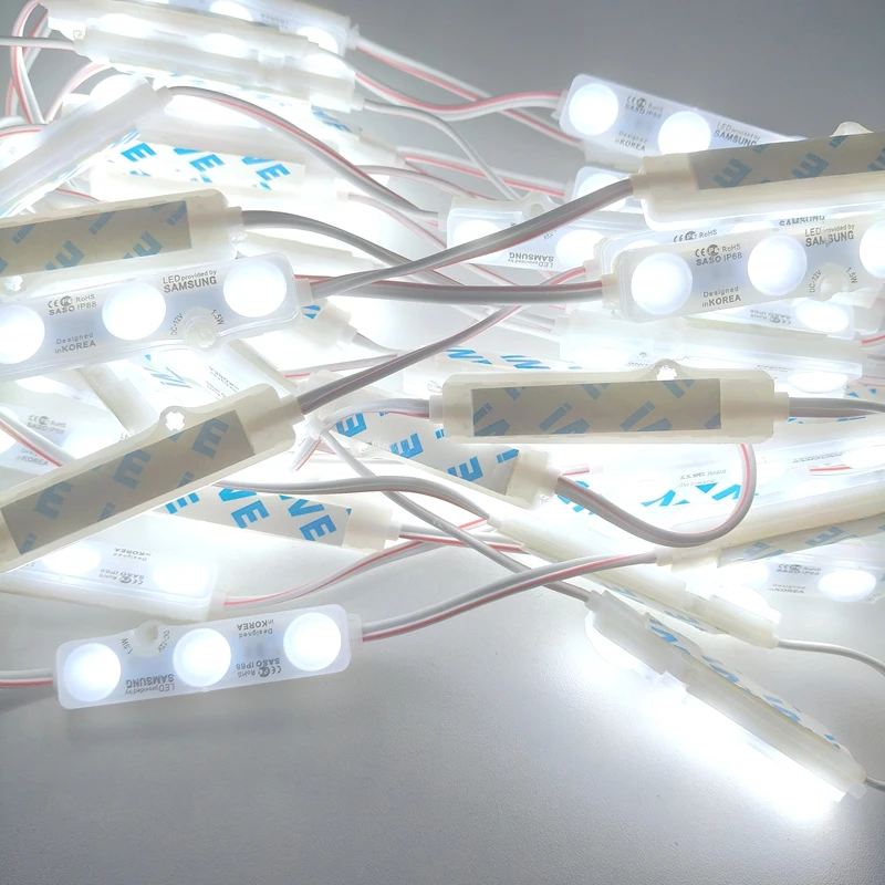 10pcs DC12V 5730 3 LED Module Light 6818 Injection Waterproof IP68 Cool White for Advertisement Shop Signboard Lighting Decor