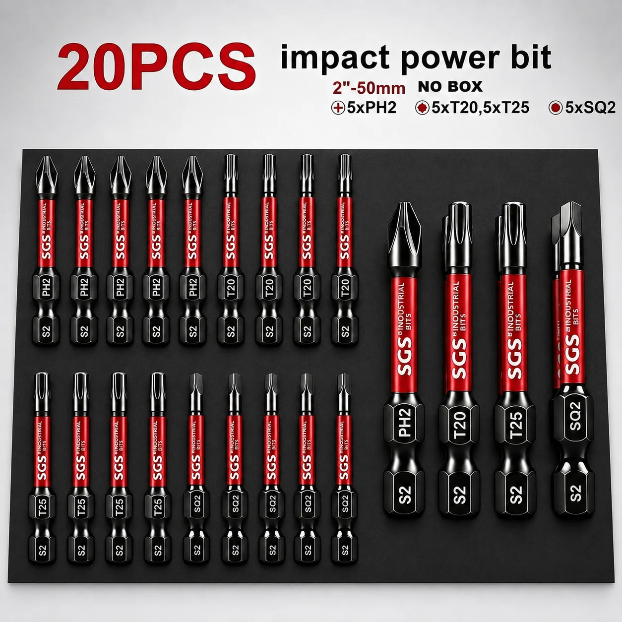 High-Hardness 20Pcs S2 Alloy Steel Bit Set with Extended Shank, Cross/Phillips/Square Bits in All Sizes, Anti-Shatter Magnetic Anti-Slip Design, Impact-Resistant and Not Easy to Break, Specially Designed for Auto Repair, Industrial Installation, and Home Maintenance, Wear-Resistant and Anti-Detachment, Suitable for Furniture Installation, Car Repair, and Appliance Disassembly